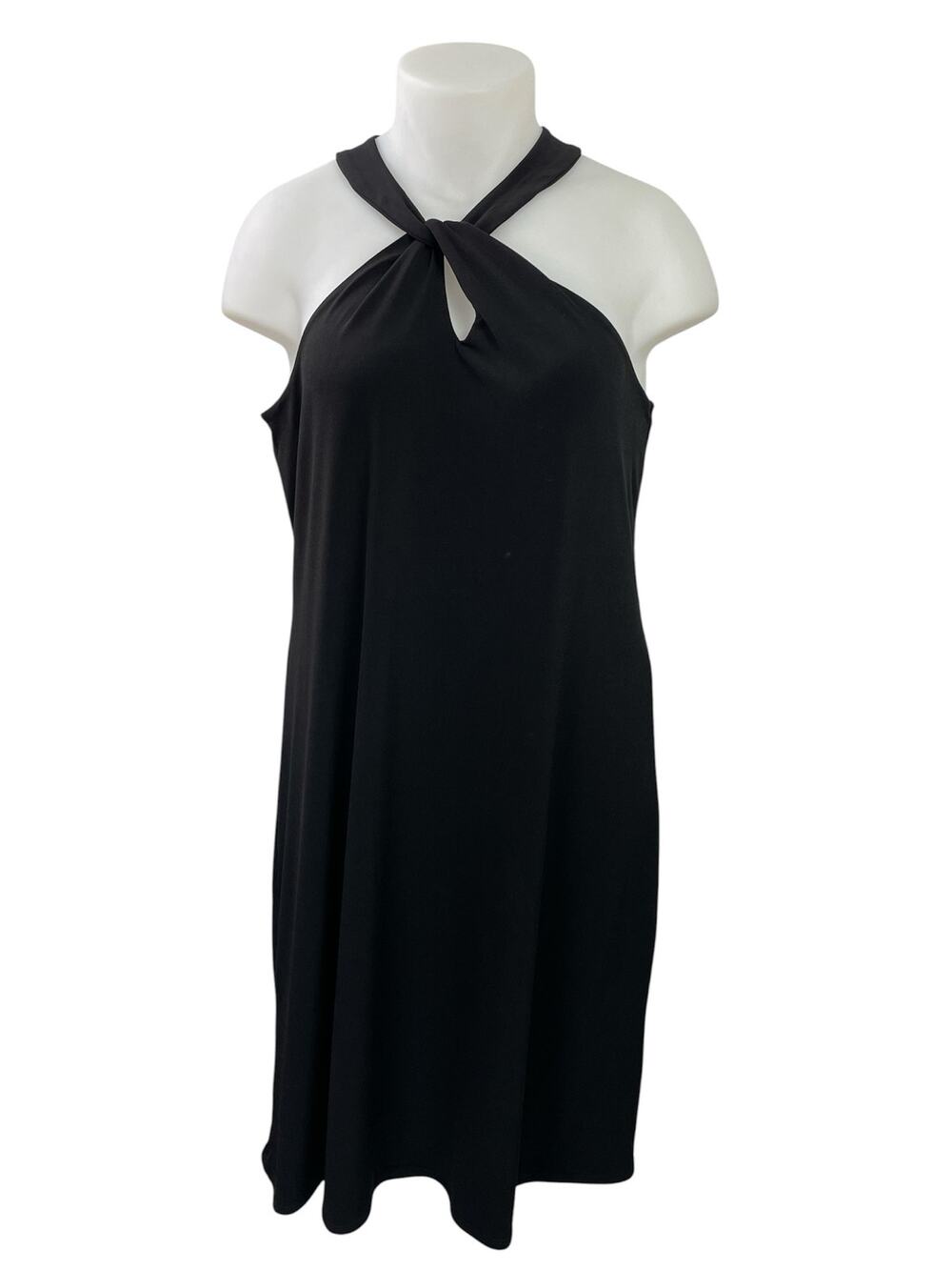 Lane Bryant Black Knotted Halter Neck Sleeveless Mini A-Line Tank Dress Size 16